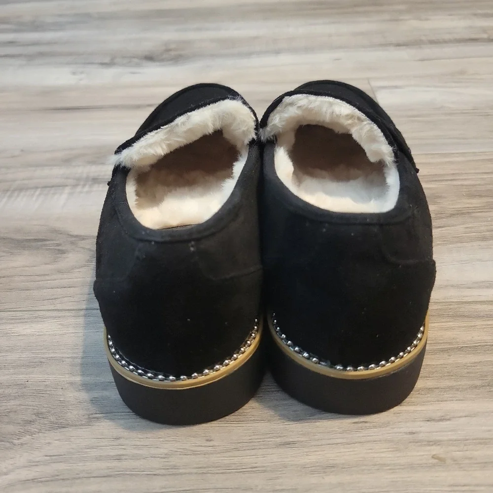 Taryn Rose Kilroy Penny Loafers Womens 7.5 Black Suede Slip-On Shoes‎